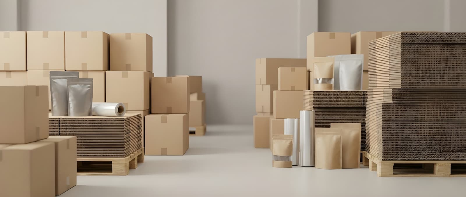 Consolidated parcels at the warehouse